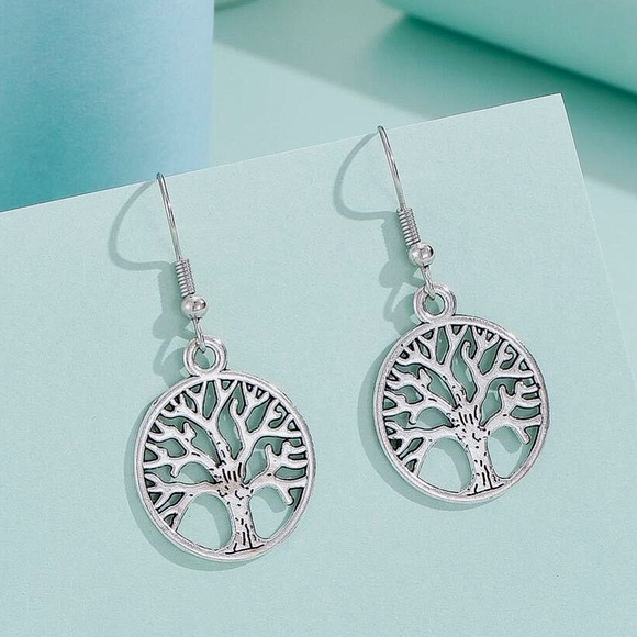 GlitzBlitz Boutique Jewelry - Any 4/$25! Silver Boho Tree of Life Drop Earrings